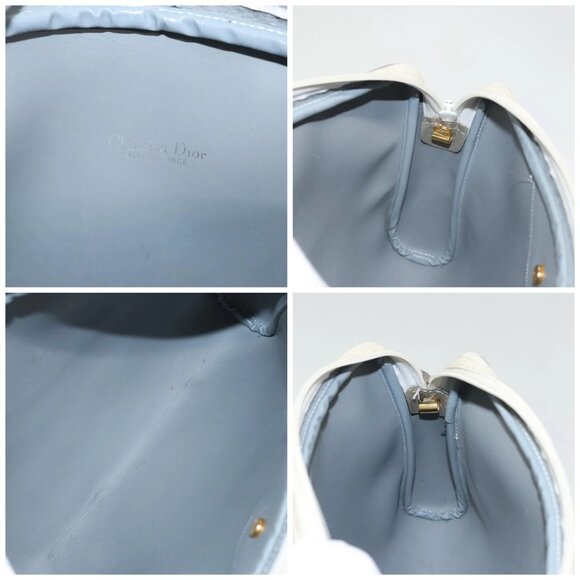 Christian Dior Honeycomb Canvas Shoulder Bag PVC White Gold Auth sw752 - Picture 15 of 16